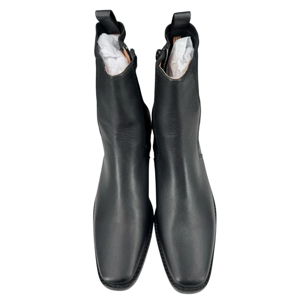 Madewell The Idris Stretch Ankle Leather Boot Size 7 Black